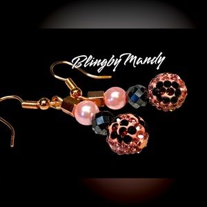 OMG EARRINGS-pretty glitter balls with glass and hematite accents-beautiful